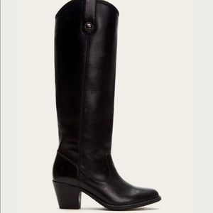 Black FRYE Jackie leather button tall western boots